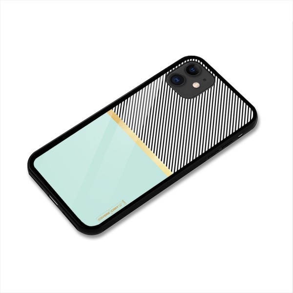 Pastel Green Base Stripes Glass Back Case for iPhone 11