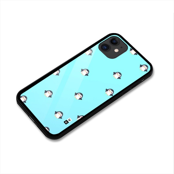 Penguins Pattern Print Glass Back Case for iPhone 11
