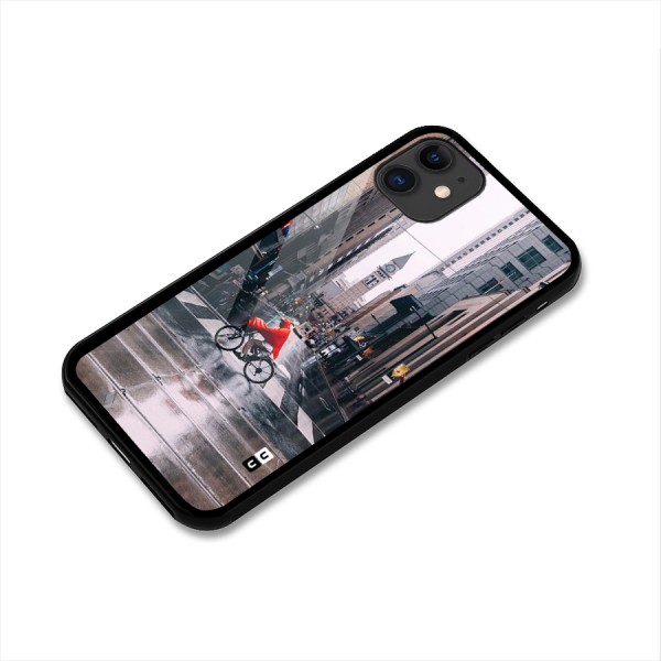 Red Bicycle Street Glass Back Case for iPhone 11