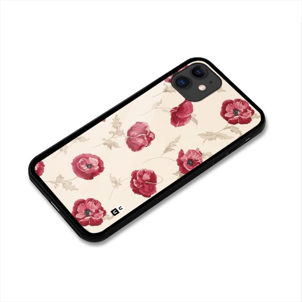 Red Rose Floral Art Glass Back Case for iPhone 11