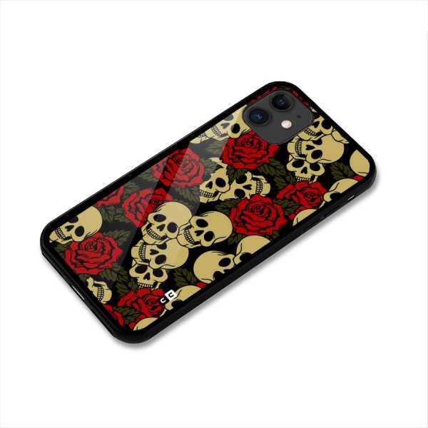 Skulled Roses Glass Back Case for iPhone 11