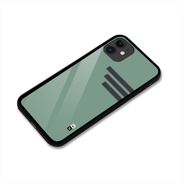 Solid Sports Stripe Glass Back Case for iPhone 11