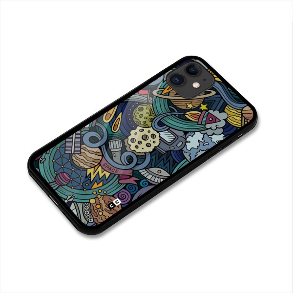 Space Pattern Blue Glass Back Case for iPhone 11