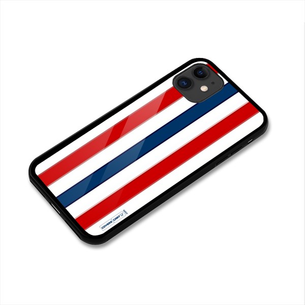 Tricolor Stripes Glass Back Case for iPhone 11