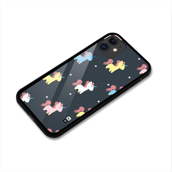 Unicorn Pattern Glass Back Case for iPhone 11