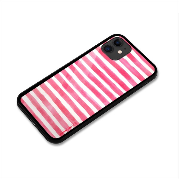 White And Pink Stripes Glass Back Case for iPhone 11