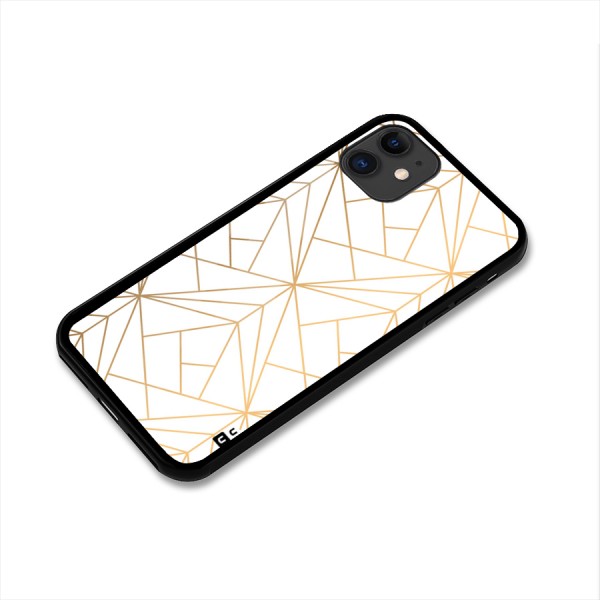 White Golden Zig Zag Glass Back Case for iPhone 11