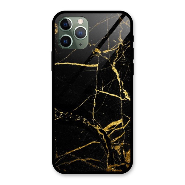 Black And Gold Design Glass Back Case for iPhone 11 Pro