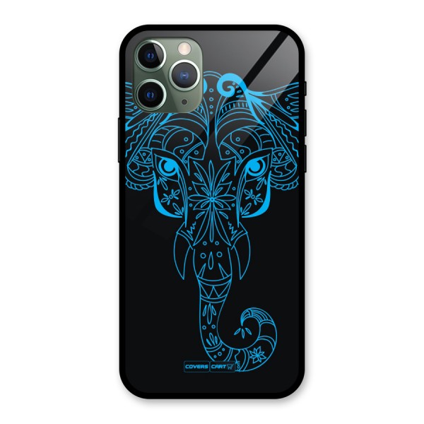 Blue Elephant Ethnic Glass Back Case for iPhone 11 Pro