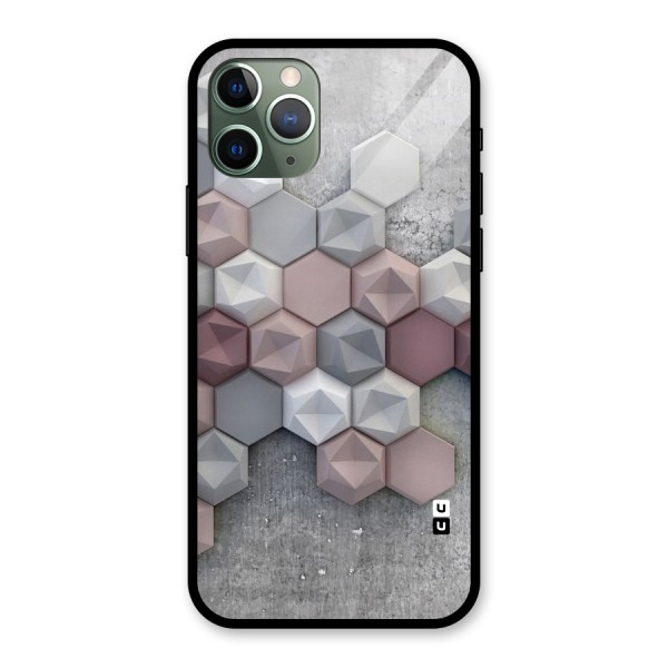 Cute Hexagonal Pattern Glass Back Case for iPhone 11 Pro