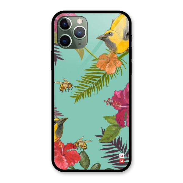 Flower Bird and Bee Glass Back Case for iPhone 11 Pro