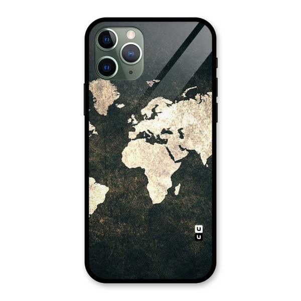 Green Gold Map Design Glass Back Case for iPhone 11 Pro