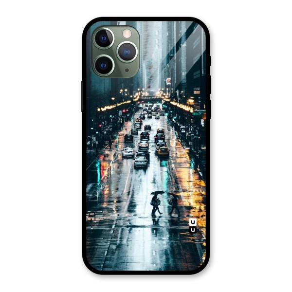 NY Streets Rainy Glass Back Case for iPhone 11 Pro