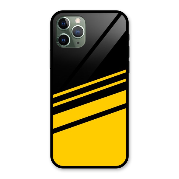 Slant Yellow Stripes Glass Back Case for iPhone 11 Pro