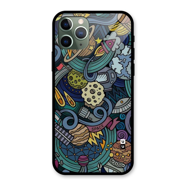 Space Pattern Blue Glass Back Case for iPhone 11 Pro