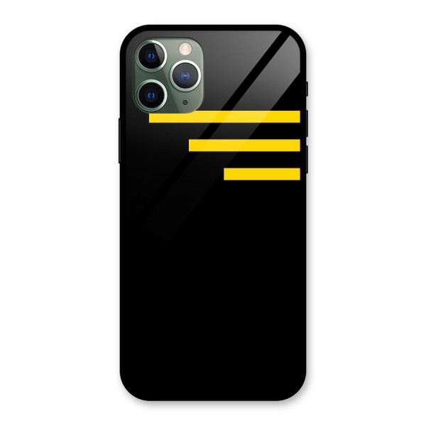 Sports Yellow Stripes Glass Back Case for iPhone 11 Pro