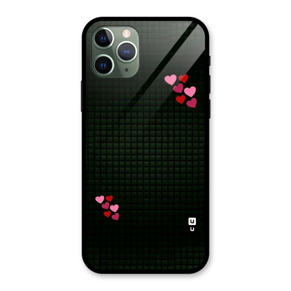 Square and Hearts Glass Back Case for iPhone 11 Pro