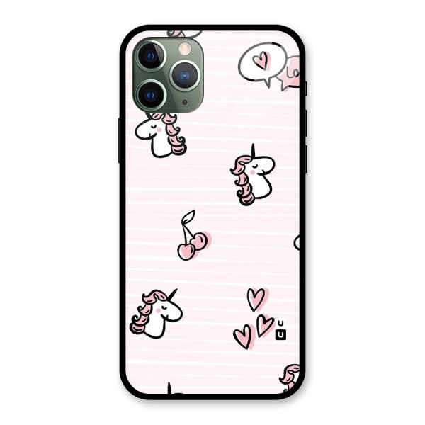 Strawberries And Unicorns Glass Back Case for iPhone 11 Pro