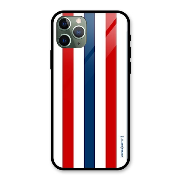 Tricolor Stripes Glass Back Case for iPhone 11 Pro