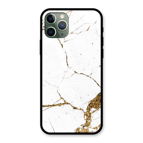 White and Gold Design Glass Back Case for iPhone 11 Pro