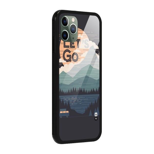 Abstract Travel Glass Back Case for iPhone 11 Pro