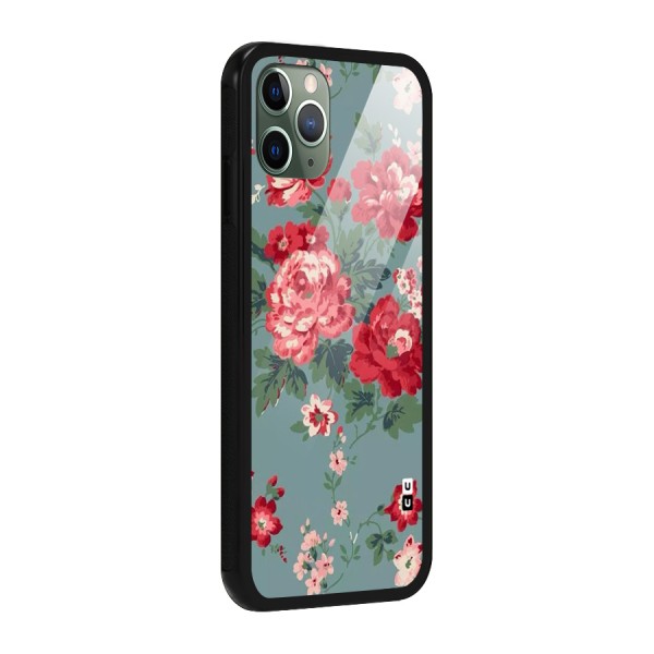 Aesthetic Floral Red Glass Back Case for iPhone 11 Pro