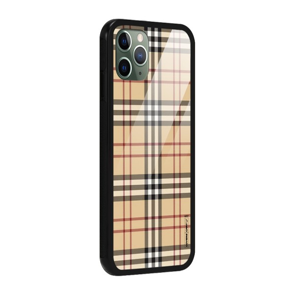 Beige Check Glass Back Case for iPhone 11 Pro