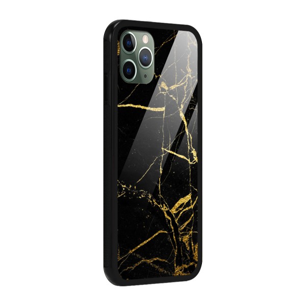 Black And Gold Design Glass Back Case for iPhone 11 Pro