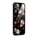 Black Artistic Floral Glass Back Case for iPhone 11 Pro