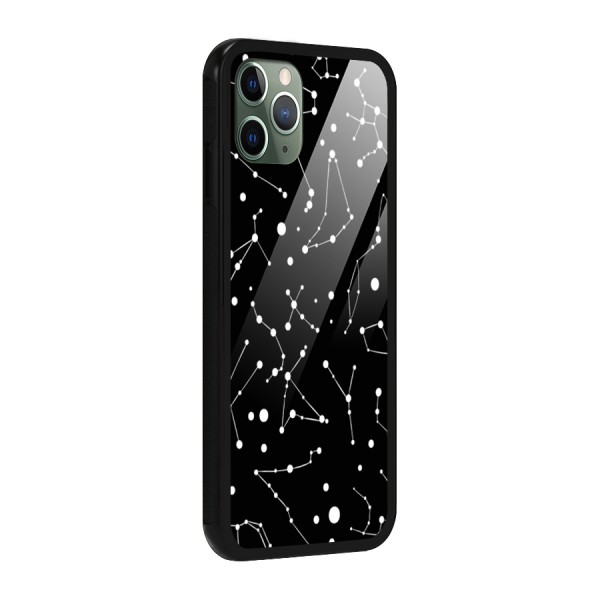Black Constellation Pattern Glass Back Case for iPhone 11 Pro