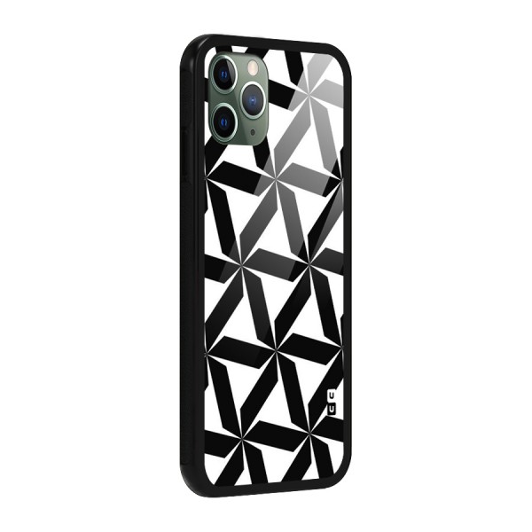 Black White Fan Design Glass Back Case for iPhone 11 Pro