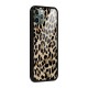 Brown Leapord Print Glass Back Case for iPhone 11 Pro