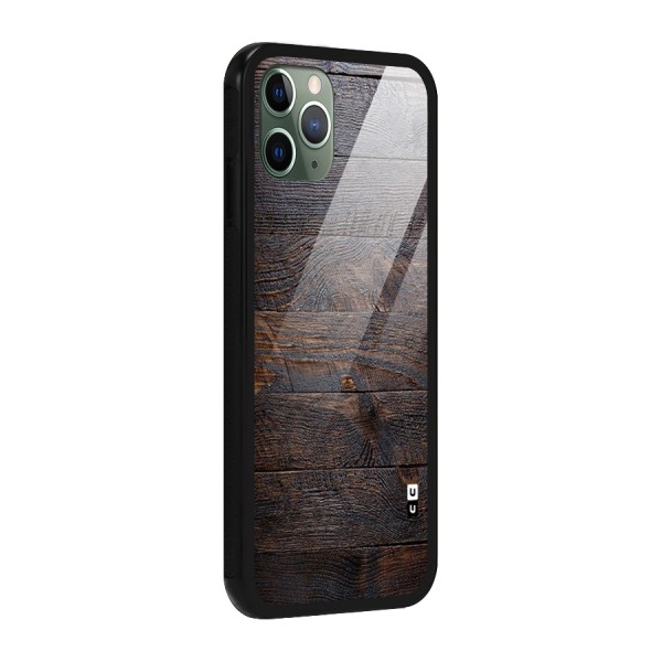 Dark Wood Printed Glass Back Case for iPhone 11 Pro