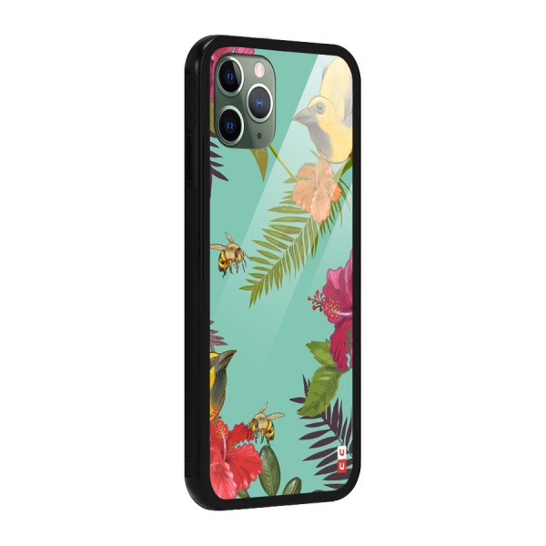 Flower Bird and Bee Glass Back Case for iPhone 11 Pro