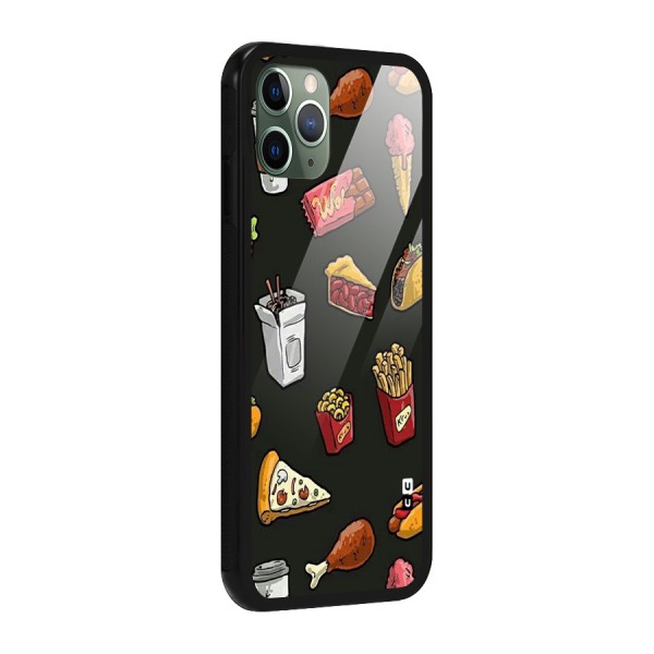 Foodie Pattern Glass Back Case for iPhone 11 Pro