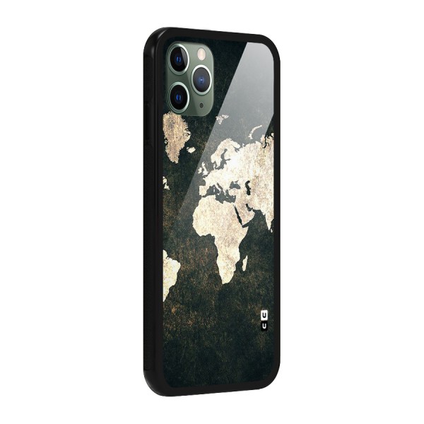 Green Gold Map Design Glass Back Case for iPhone 11 Pro
