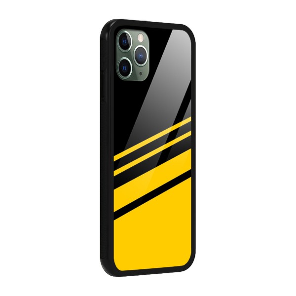 Slant Yellow Stripes Glass Back Case for iPhone 11 Pro