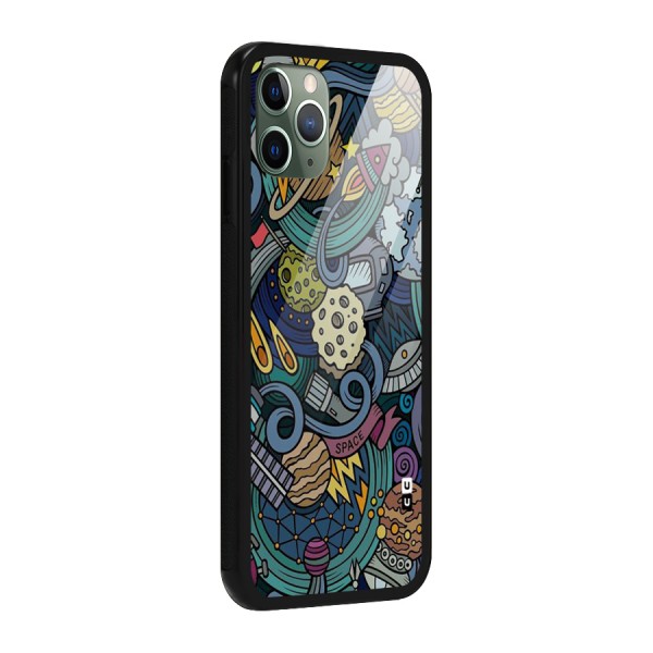 Space Pattern Blue Glass Back Case for iPhone 11 Pro