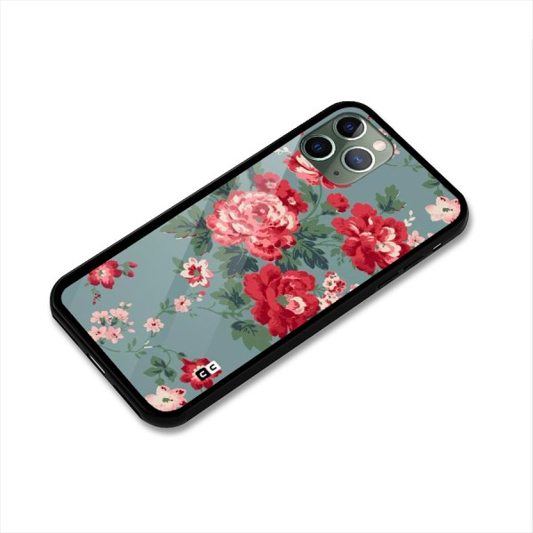 Aesthetic Floral Red Glass Back Case for iPhone 11 Pro