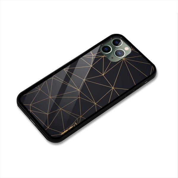 Black Golden Lines Glass Back Case for iPhone 11 Pro