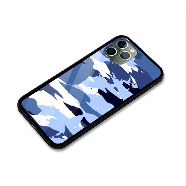 Blue White Canvas Glass Back Case for iPhone 11 Pro