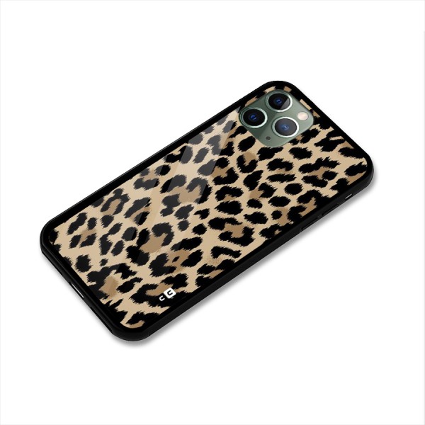 Brown Leapord Print Glass Back Case for iPhone 11 Pro