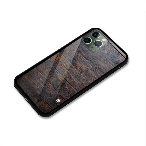 Dark Wood Printed Glass Back Case for iPhone 11 Pro