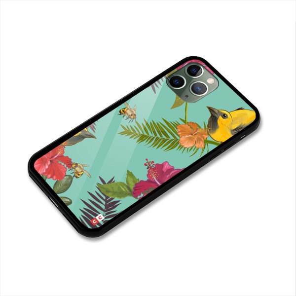 Flower Bird and Bee Glass Back Case for iPhone 11 Pro