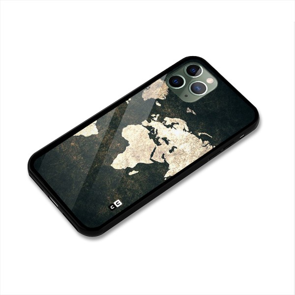 Green Gold Map Design Glass Back Case for iPhone 11 Pro