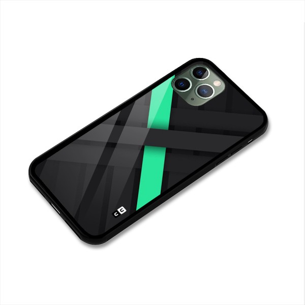 Green Stripe Diagonal Glass Back Case for iPhone 11 Pro