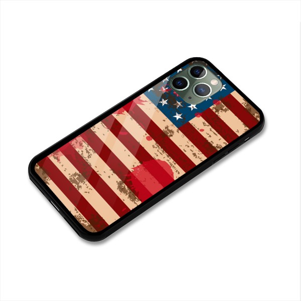 Grunge USA Flag Glass Back Case for iPhone 11 Pro