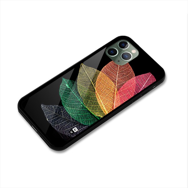 Net Leaf Color Design Glass Back Case for iPhone 11 Pro