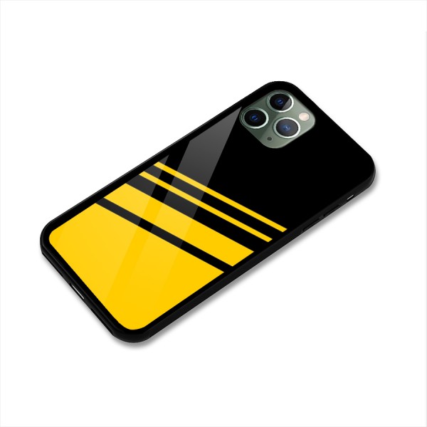 Slant Yellow Stripes Glass Back Case for iPhone 11 Pro