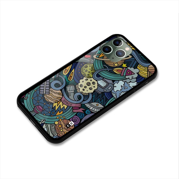 Space Pattern Blue Glass Back Case for iPhone 11 Pro